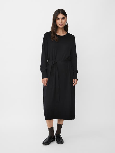 MaNisuta Long Sleeve Belted Waist Dress