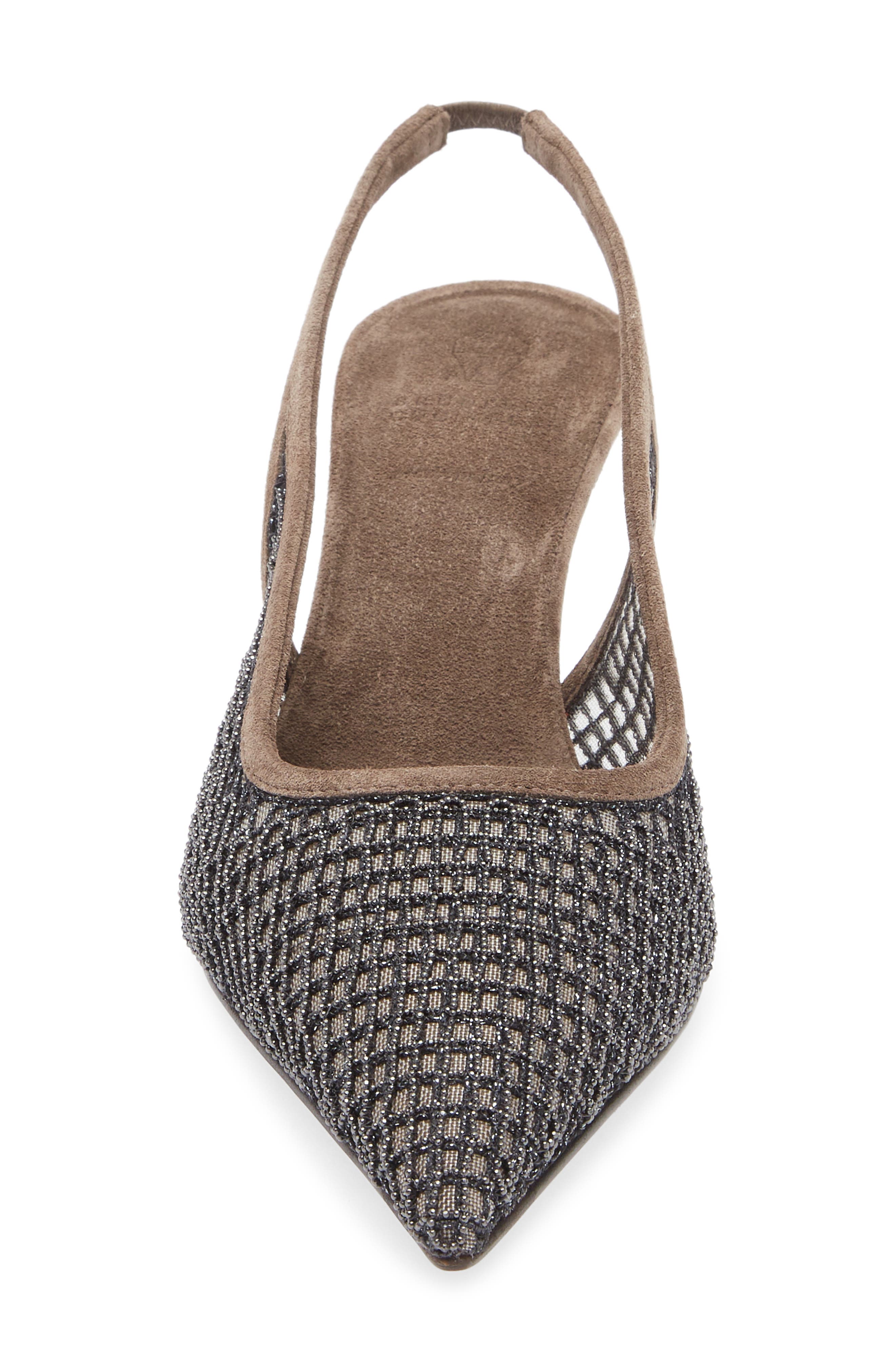 Brunello Cucinelli Monili Pointed Toe Slingback Pump, Alternate, color, Black