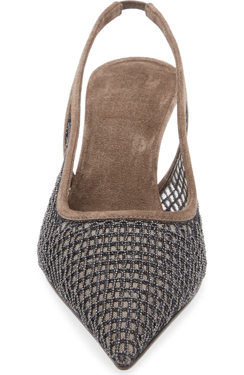 Brunello Cucinelli Monili Pointed Toe Slingback Pump, Alternate, color, Black