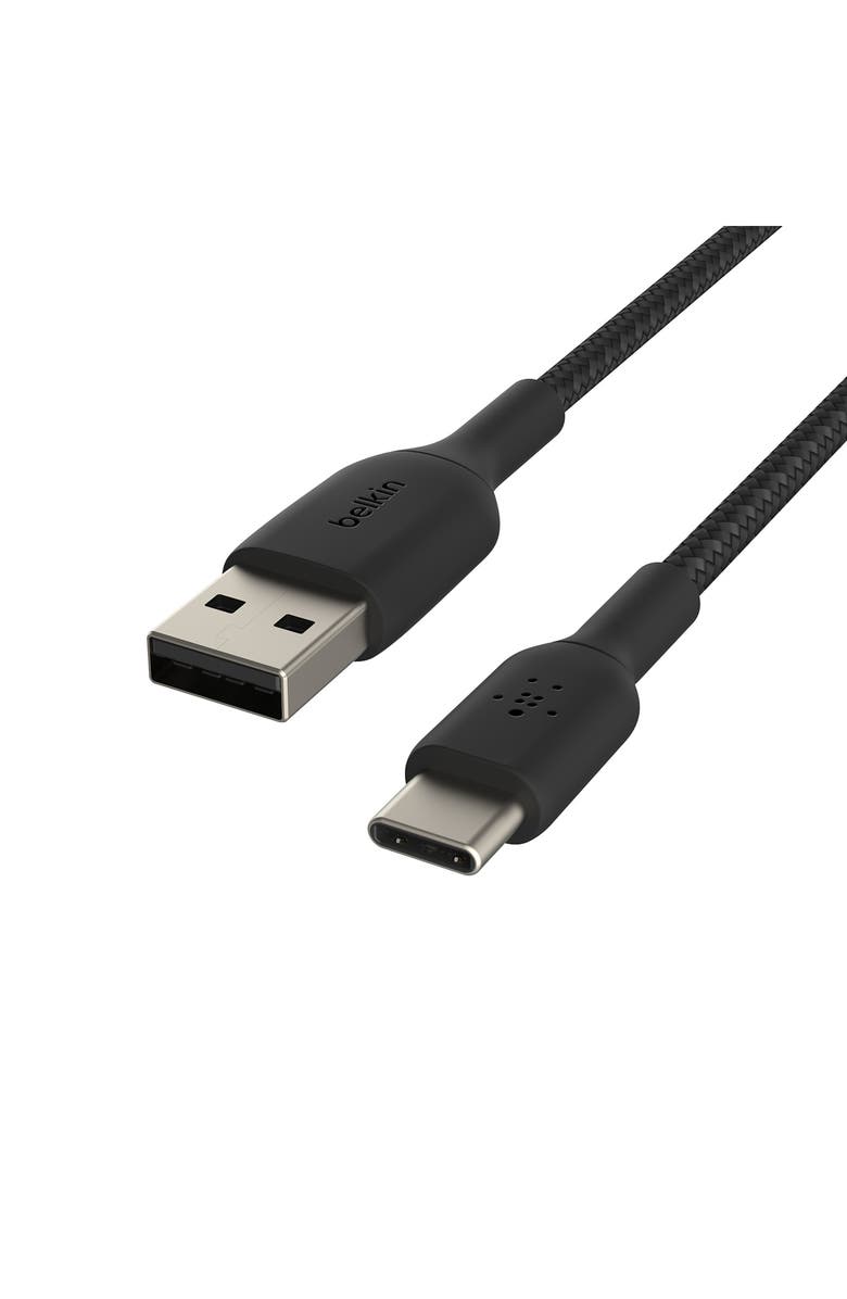 Belkin Braided 6.6-Foot USB-C to USB-A Cable, Alternate, color, Black