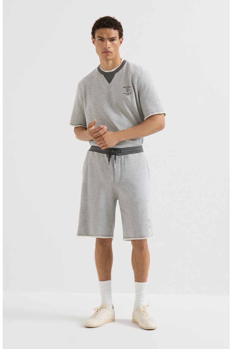 Cotton French terry short sleeve sweatshirt with embroidery, Alternate, color, Grey