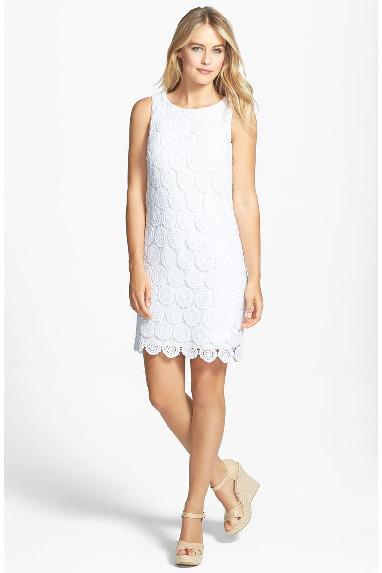 Eyelet Lace Shift Dress, Alternate, color, WHITE