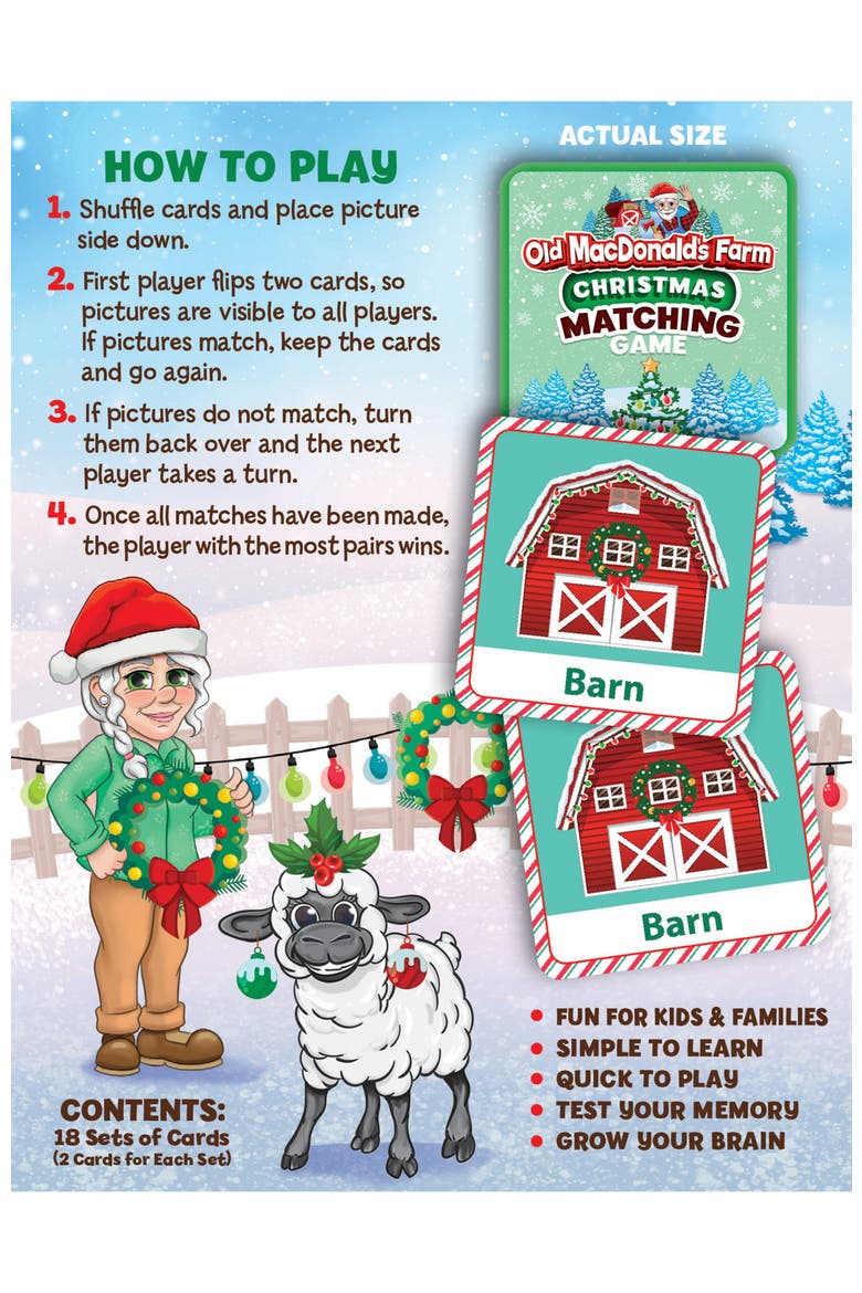 Old MacDonald Christmas Matching Game, Alternate, color, Multicolor