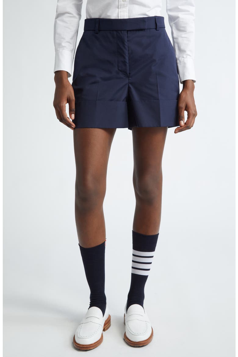 Fit 2 Sack Cuff Hem Wool & Cashmere Shorts, Main, color, NAVY