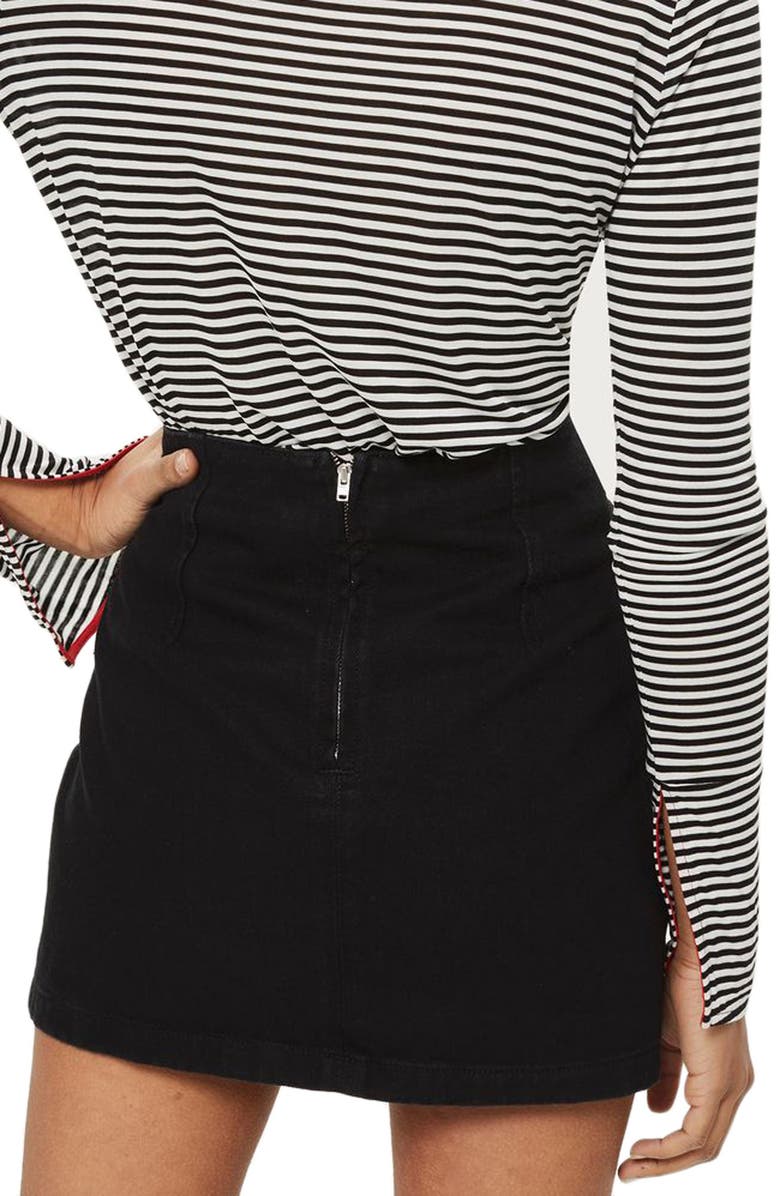 Topshop Floral Embroidered A-Line Skirt, Alternate, color, 