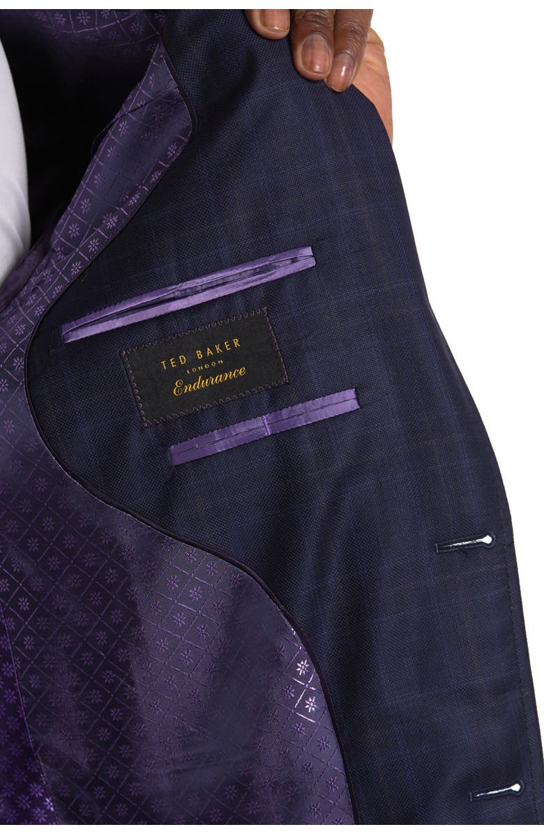 Ted Baker London Jarrett Navy Plaid Two-Button Notch Lapel Slim Fit Wool Sport Coat, Alternate, color, 