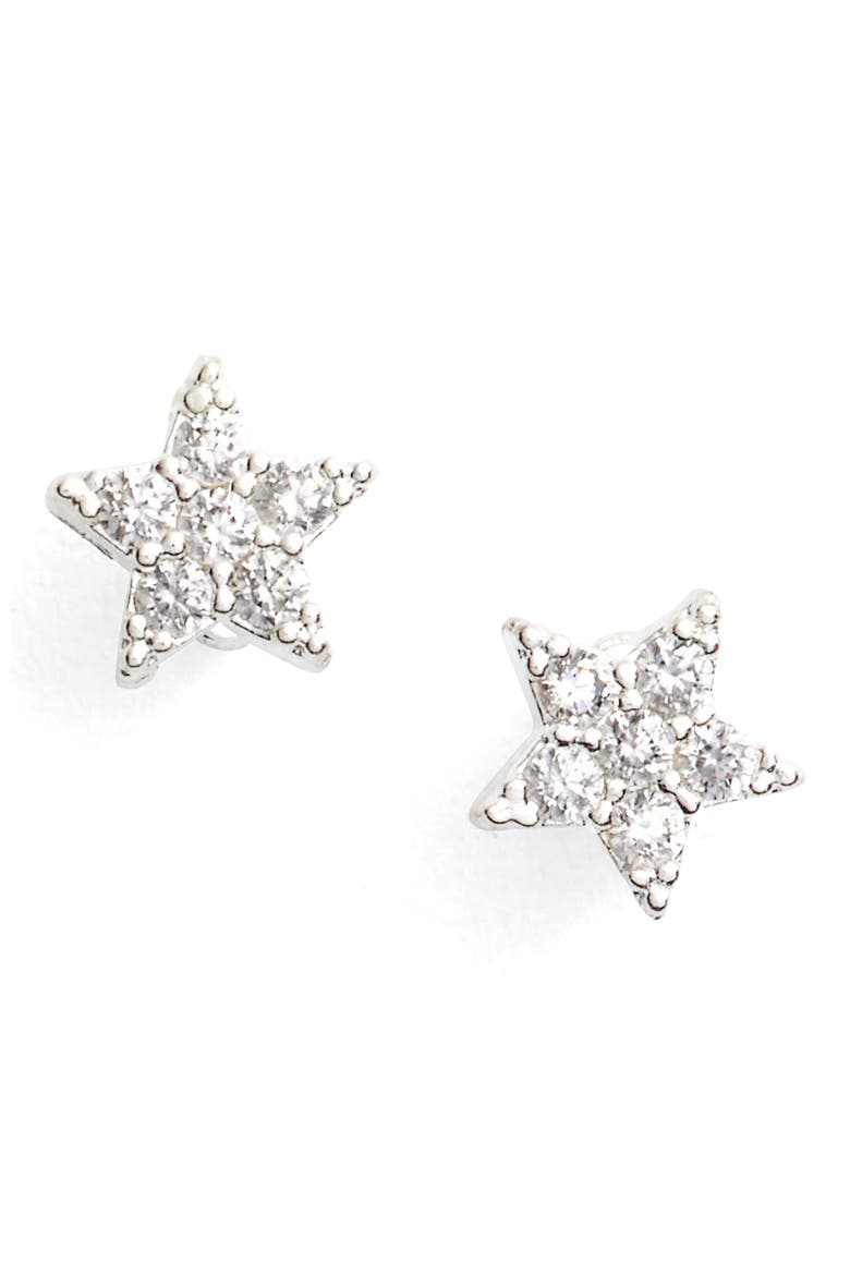 Shine Bright Star Stud Earrings, Main, color, SILVER PLATED