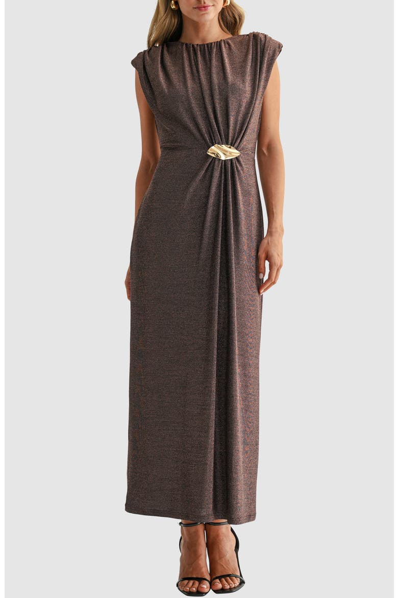 Bit Hardware Metallic Maxi Dress, Alternate, color, CHOCOLATE