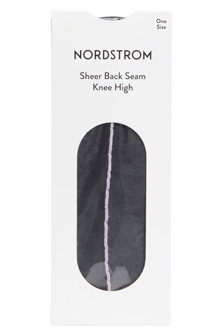 Semisheer Back Seam Knee High Socks, Alternate, color, BLACK- PINK WISP
