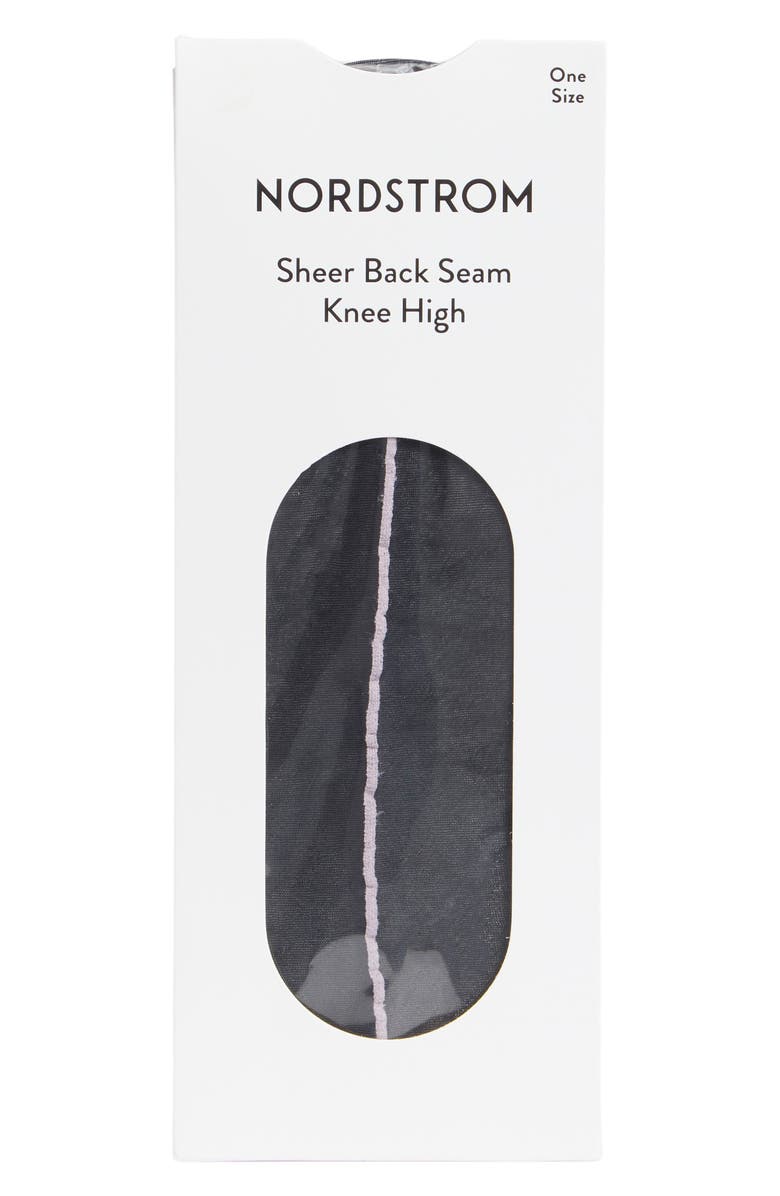 Nordstrom Semisheer Back Seam Knee High Socks, Main, color, Black- Pink Wisp
