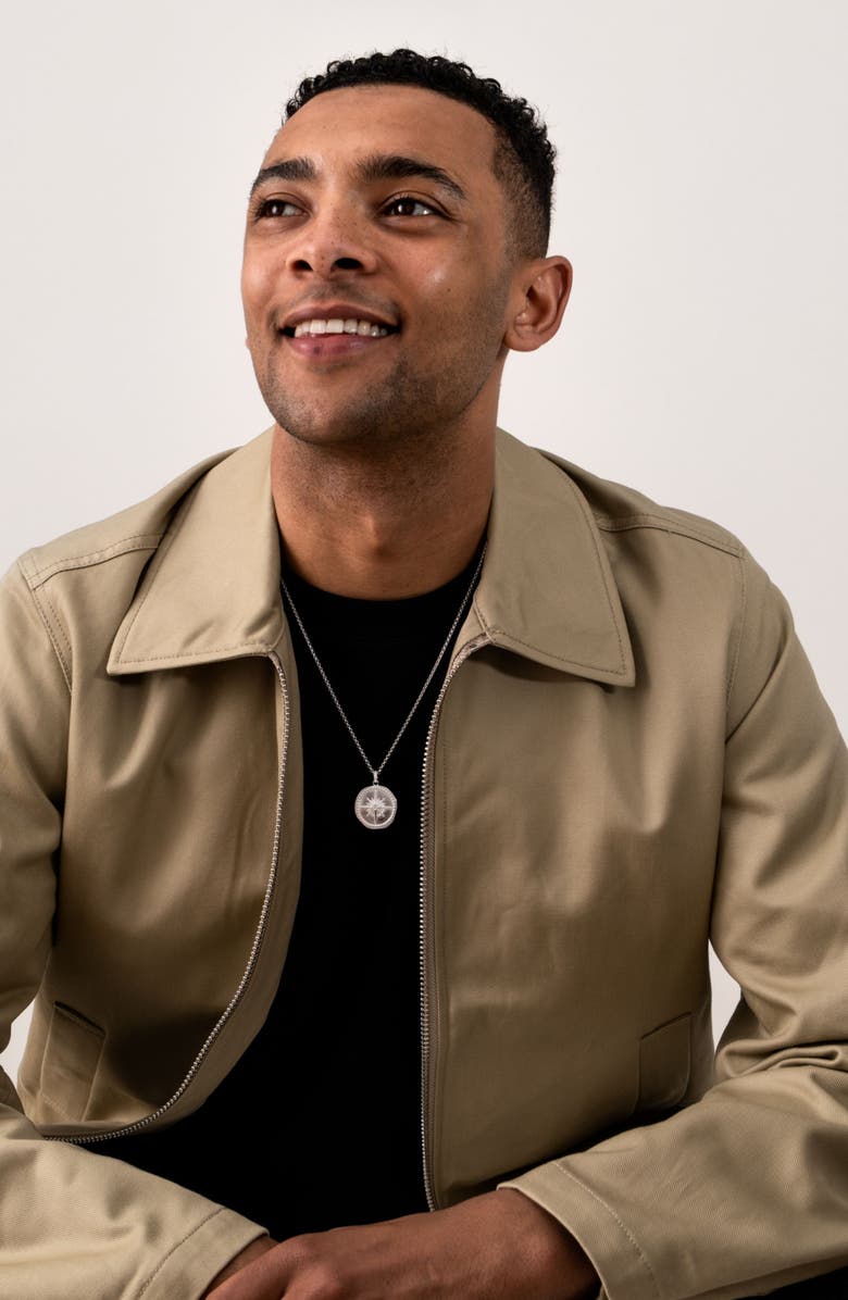 Dower & Hall Men's Diamond True North Talisman Necklace, Alternate, color, Sterling Silver