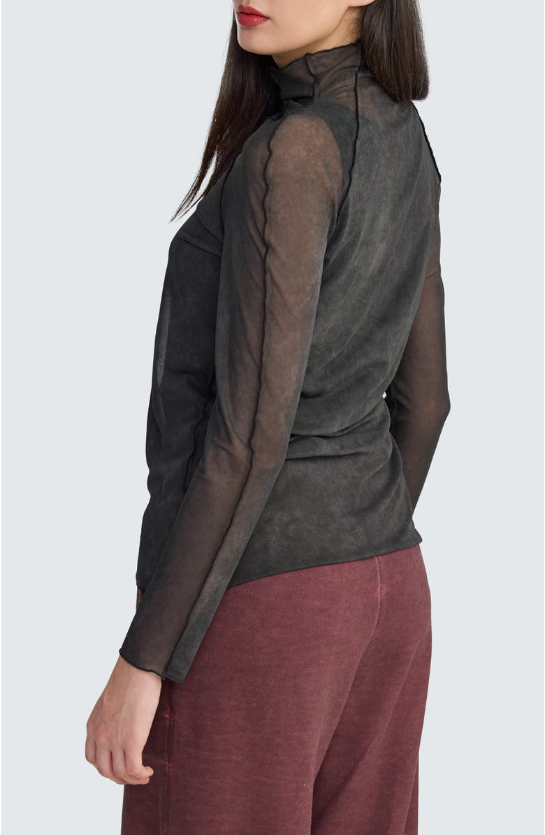 LUUKAA Neva Turtleneck Mesh Blouse, Alternate, color, Misty Black