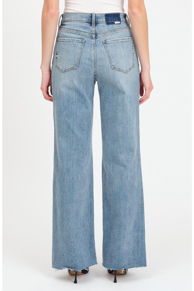 Far Out Raw Hem High Waist Wide Leg Jeans, Alternate, color, FOOLS GOLD