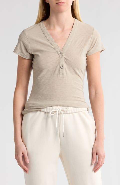 V-Neck Cotton Blend Henley