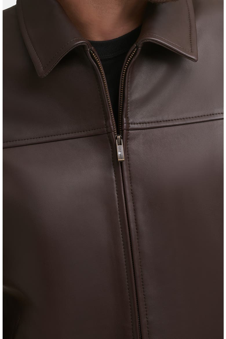 Smooth Lamb Leather Collared Jacket, Alternate, color, JAVA
