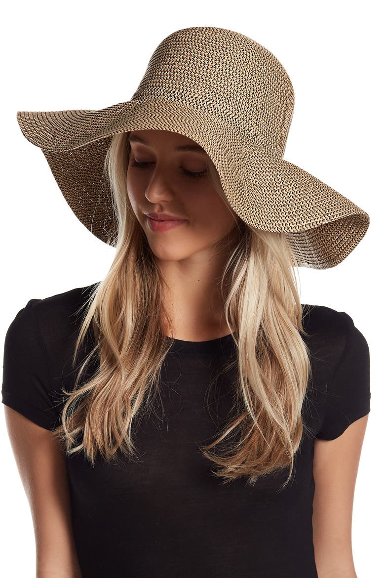 Floppy Woven Hat, Main, color, BLACK/NATURAL