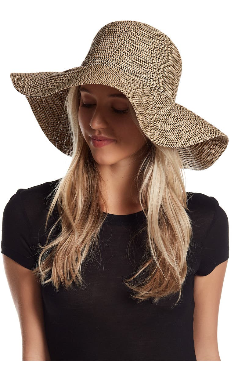 David & Young Floppy Woven Hat, Main, color, Black/Natural