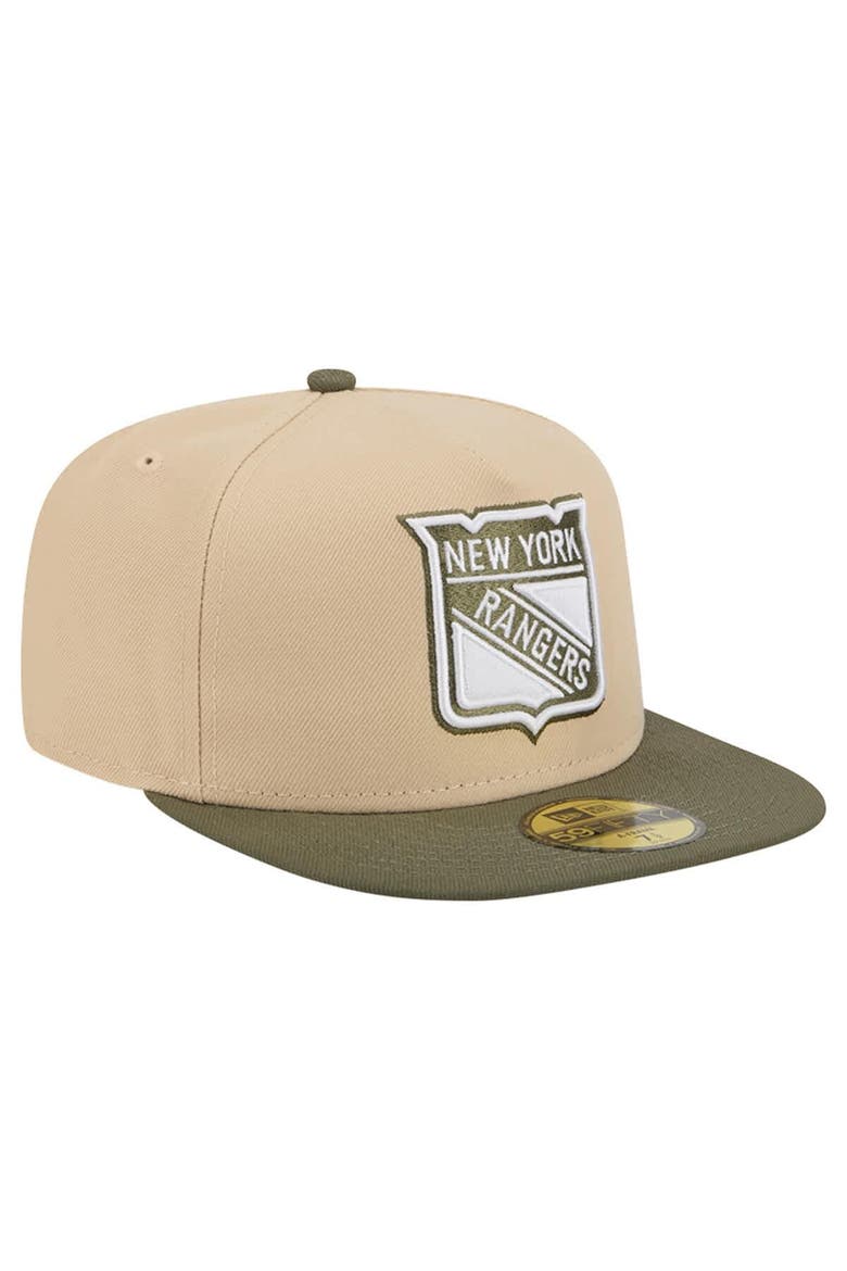 Men's New Era  Tan/Olive New York Rangers Color Pack Two-Tone 59FIFTY A-Frame Fitted Hat, Alternate, color, Tan
