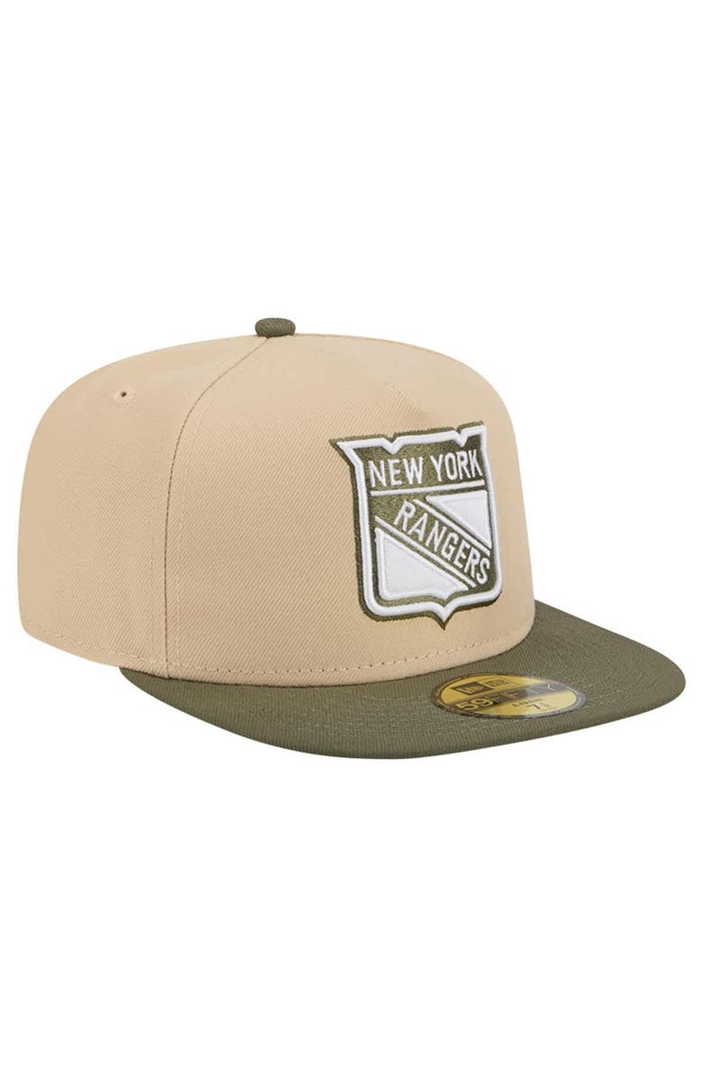 New Era Men's New Era  Tan/Olive New York Rangers Color Pack Two-Tone 59FIFTY A-Frame Fitted Hat, Alternate, color, Tan