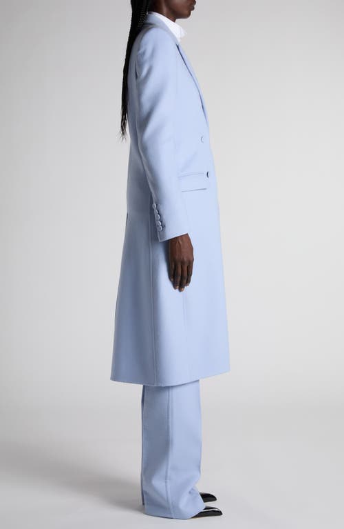 Tom Ford Double Face Light Wool Blend Double Breasted Coat In Blue