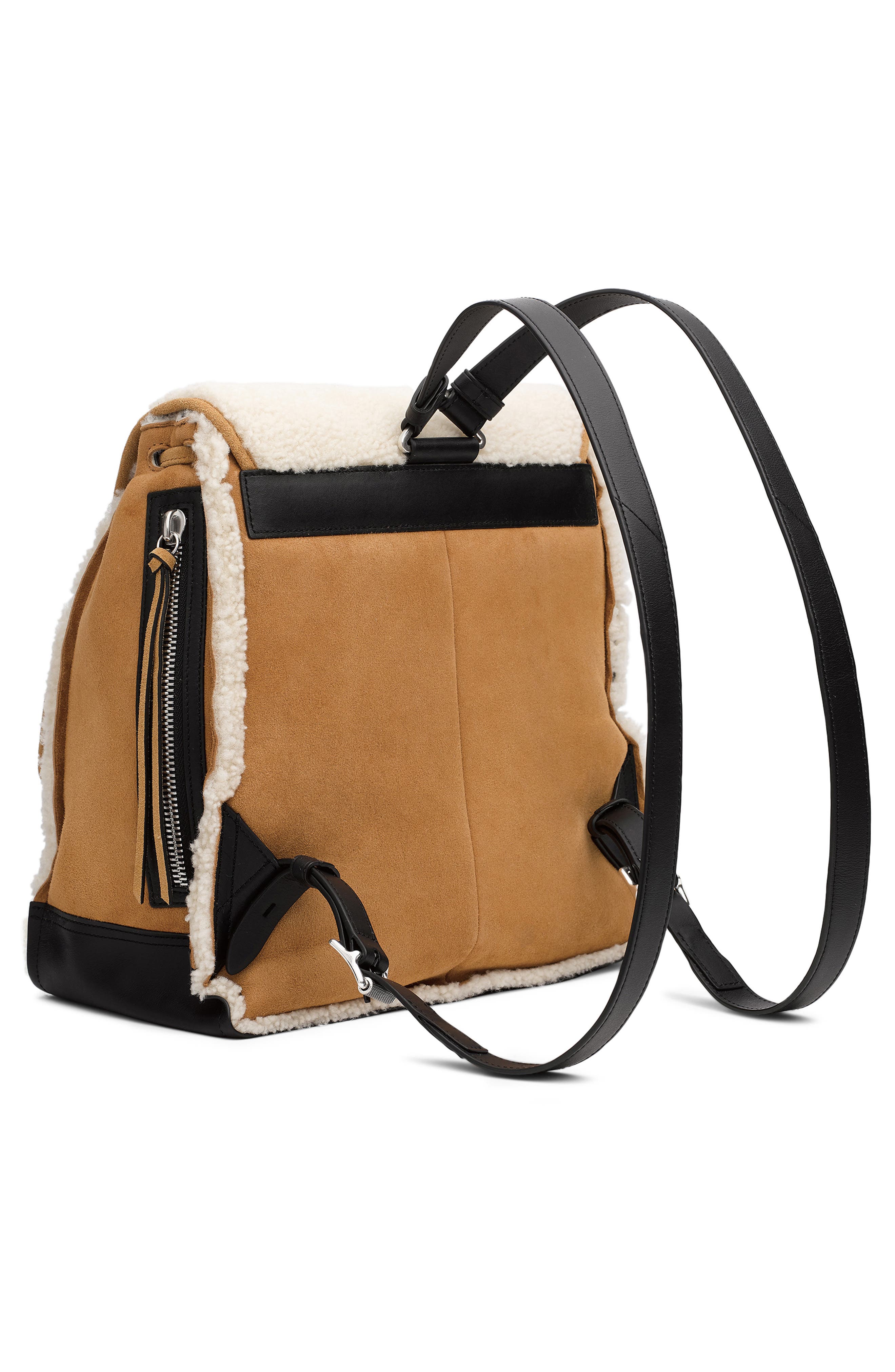 rag & bone Small Suede Genuine Shearling Field Backpack, Alternate, color, 
