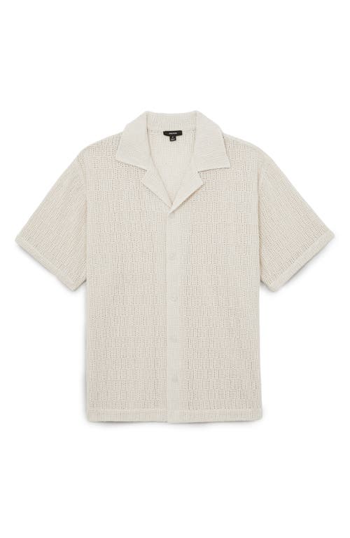 Reiss Leon Crochet Regular Fit Button Down Short Sleeve Cuba Shirt In White