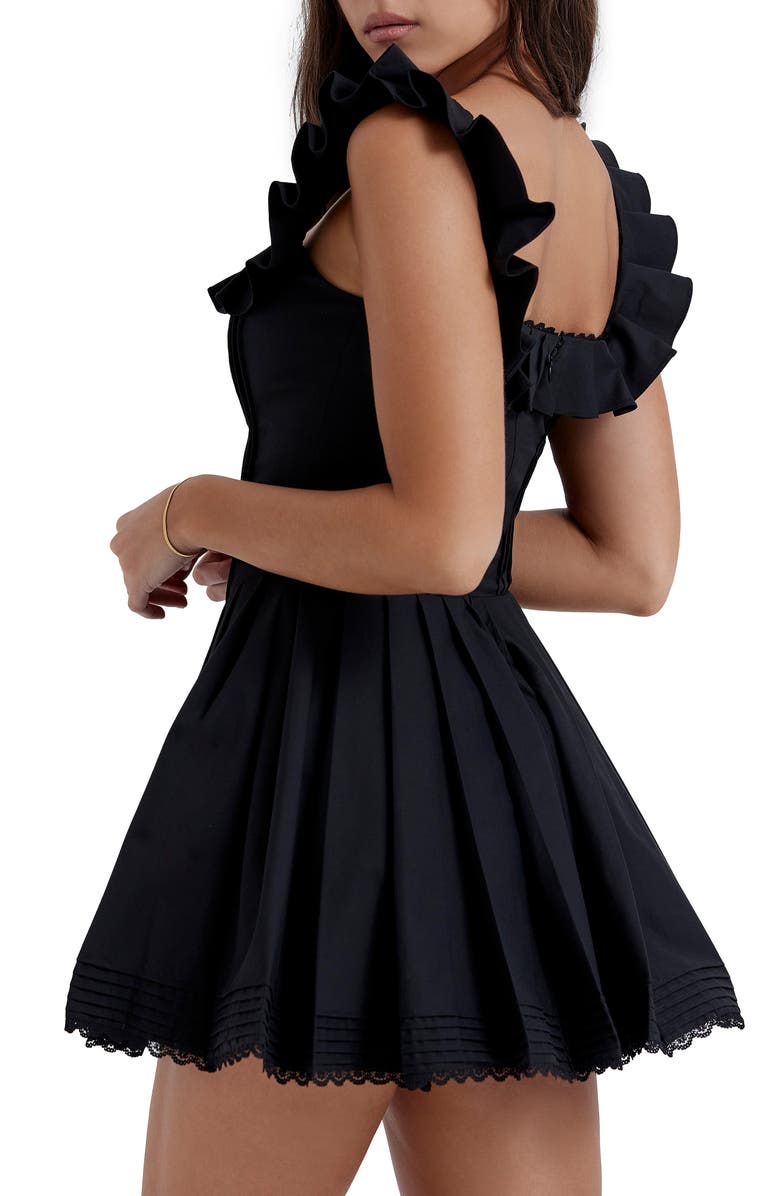 HOUSE OF CB Jemima Ruffle Cotton Blend Sundress, Alternate, color, Black