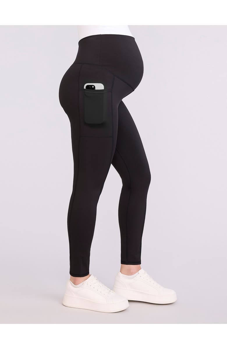 MOTHERHOOD MATERNITY Over the Belly Side Pocket Active Maternity Leggings, Main, color, Black