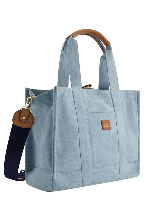 USPA ACCESSORIES C & C CALIFORNIA MEDIUM DENIM TOTE BAG