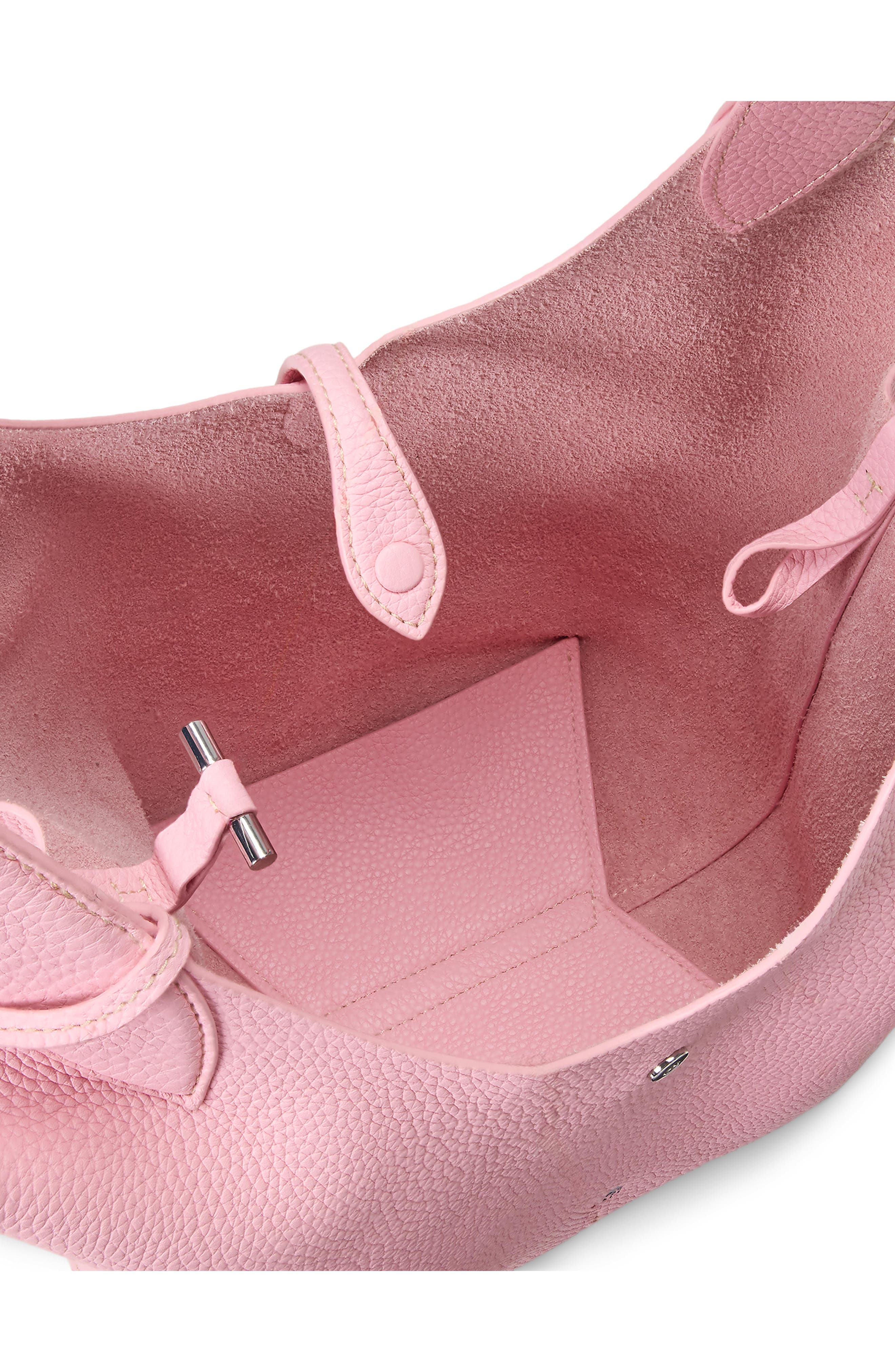 Polo Ralph Lauren Shiny Drum Pebbled Leather Tote, Alternate, color, Cotton Candy