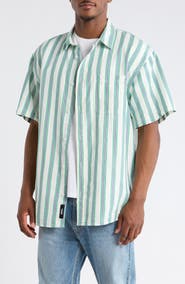 Vans Lawson Stripe Short Sleeve Cotton & Linen Button-Up Shirt