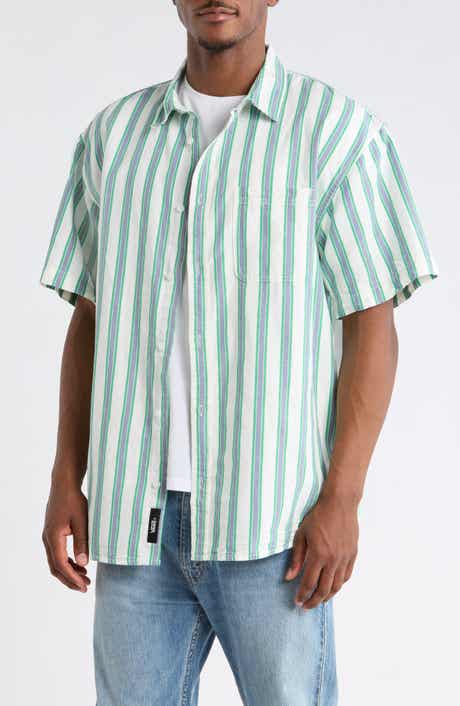 Lawson Stripe Short Sleeve Cotton & Linen Button-Up Shirt