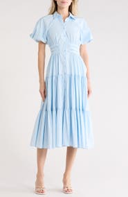 Cinq à Sept Maggio Puff Sleeve Stretch Poplin Midi Dress