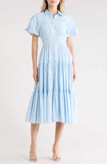 Cinq à Sept Maggio Puff Sleeve Stretch Poplin Midi Dress