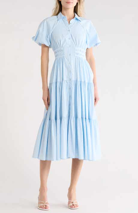 Cinq à Sept Maggio Puff Sleeve Stretch Poplin Midi Dress