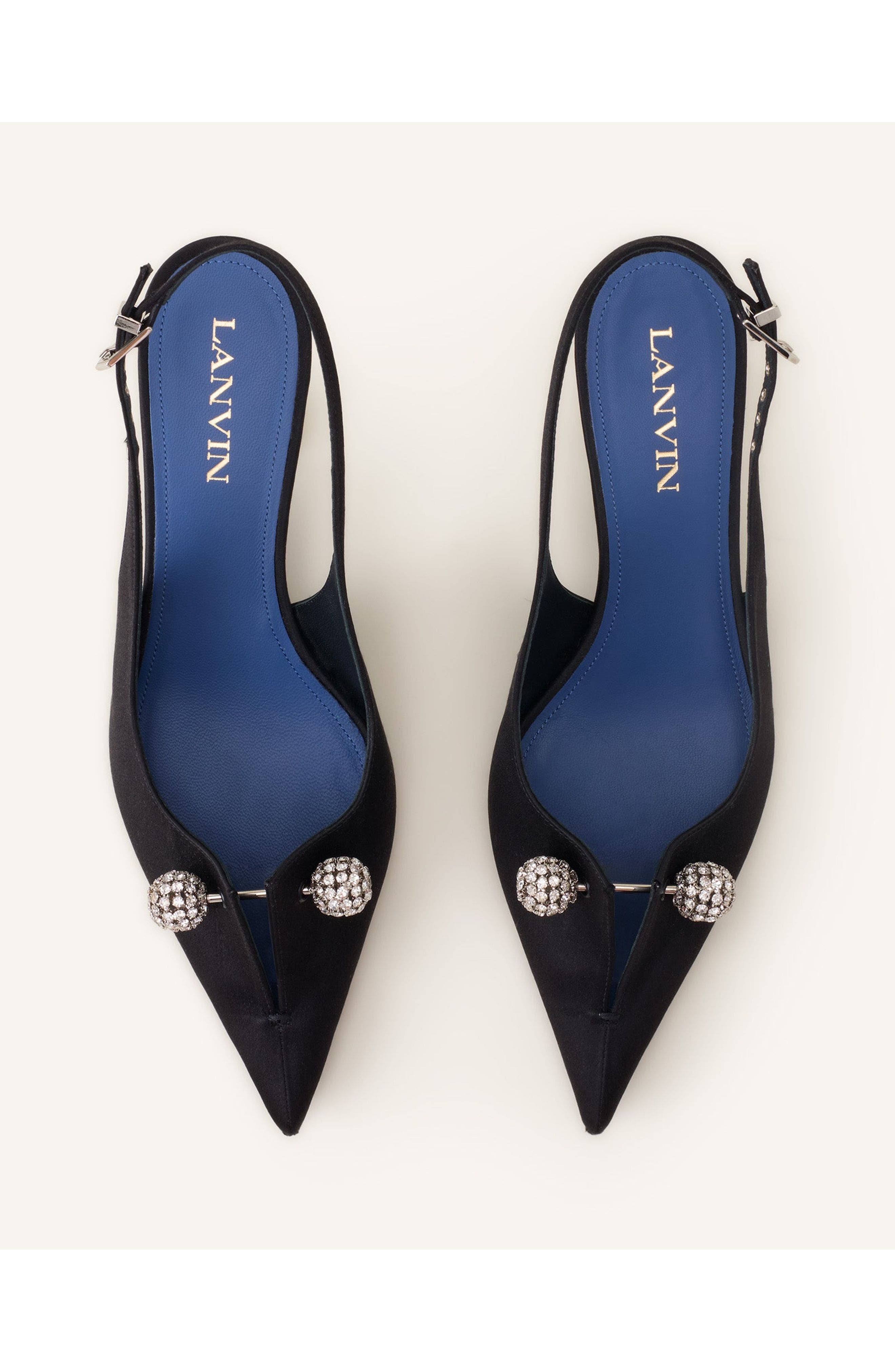 Lanvin Affinity Arch Slingback, Alternate, color, Black/Silver