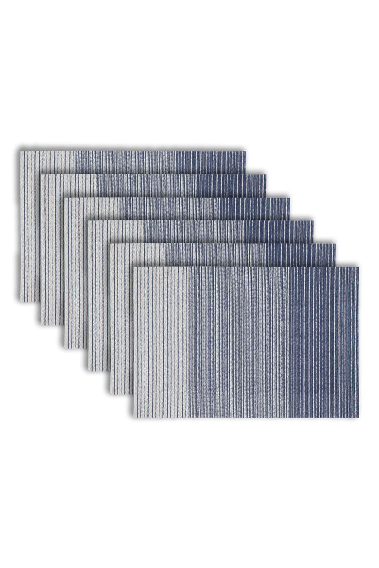 Set of 6 Vinyl Placemats, Alternate, color, OMBRE SIDE STRIPE BLUE