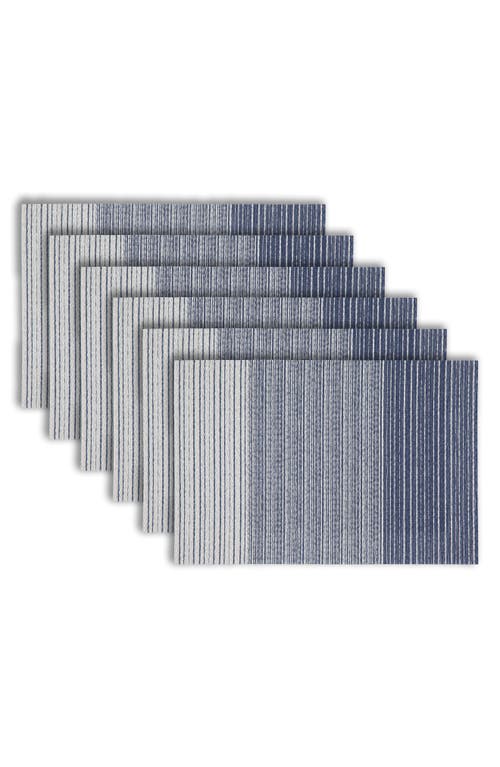 Dainty Home Set Of 6 Vinyl Placemats In Ombre Side Stripe Blue