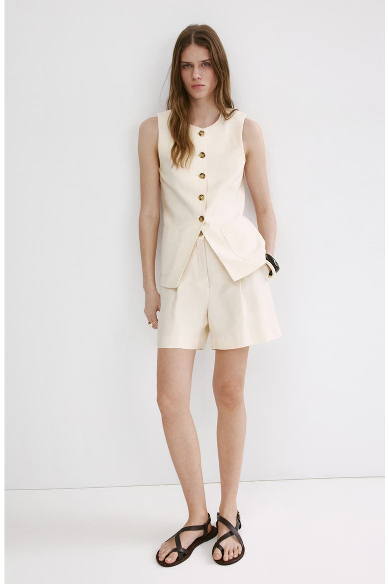 Pocket Button Front Vest, Alternate, color, ECRU