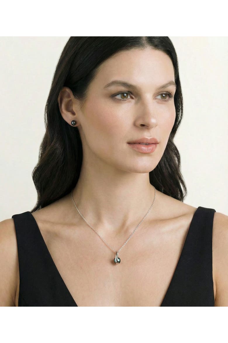 14K Gold Tahitian South Sea Pearl Regina Pendant, Alternate, color, White Gold