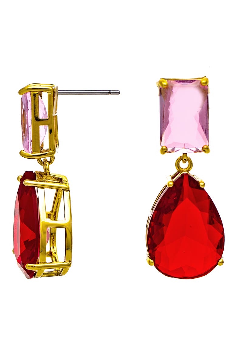 Mixed Stone Drop Earrings, Main, color, RUBY