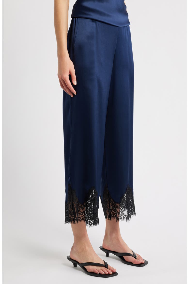 Carolina Silk Lace Hem Pant, Alternate, color, NAVY BLACK