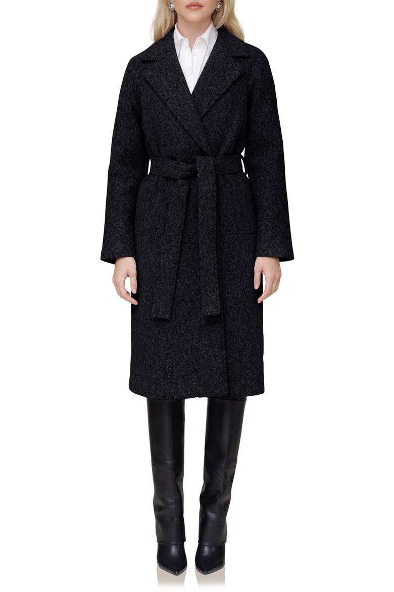 Belted Longline Coat, Main, color, BLACK