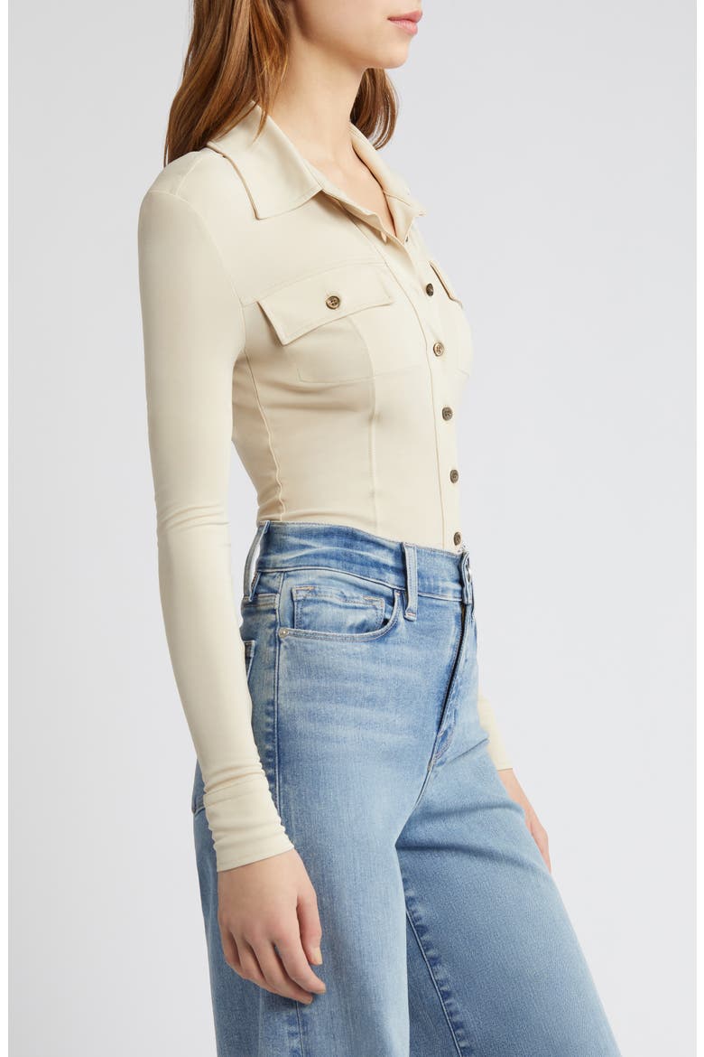 Jersey Button-Up Shirt, Alternate, color, PARCHMENT
