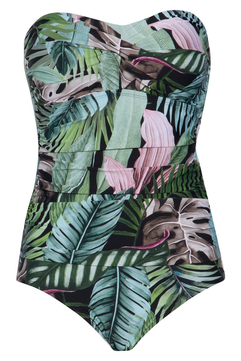 Flora Bandeau One-Piece Swimsuit, Alternate, color, BLACK