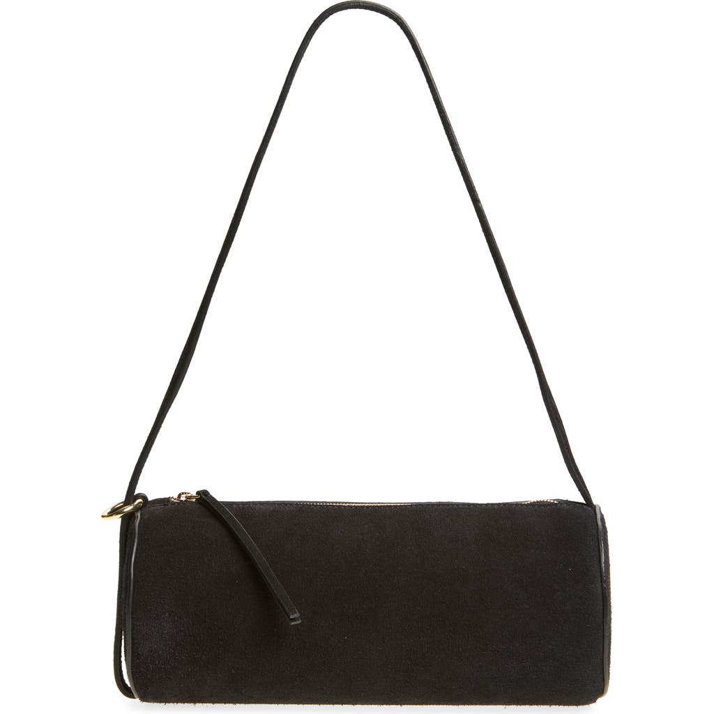 Reformation Simona Suede Cylinder Shoulder Bag In Black Suede