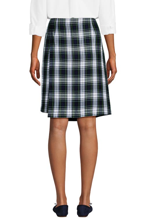 Lands' End School Uniform Plaid A Line Tab Skort Top Of Knee In White