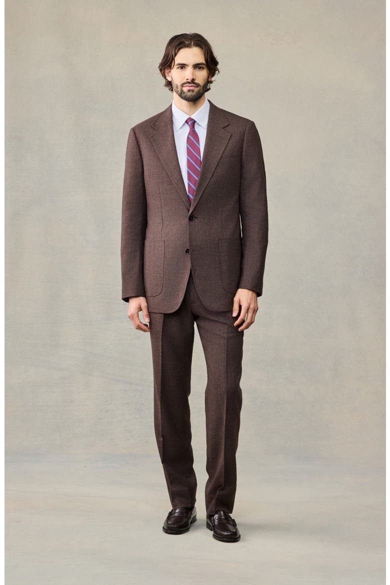 Puppytooth Wool Suit Jacket, Alternate, color, Brown Puppytooth