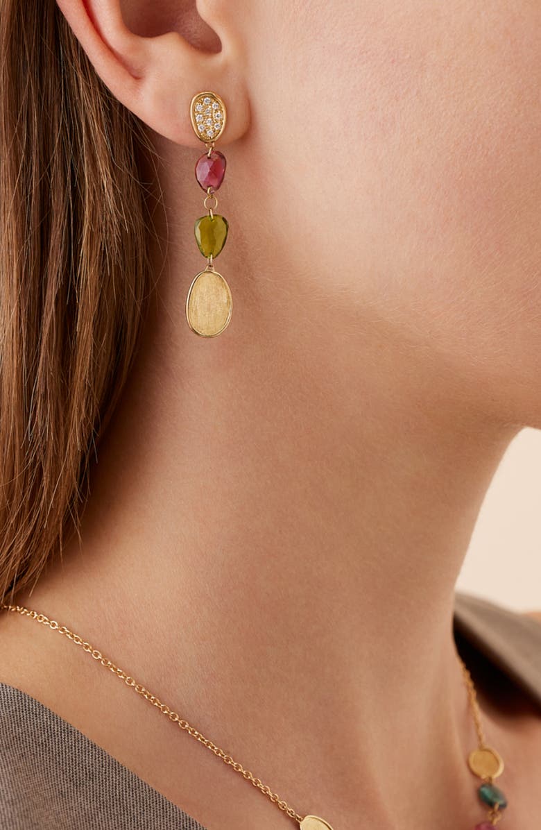 Marco Bicego Diamond Tourmaline Drop Earrings, Alternate, color, Gold