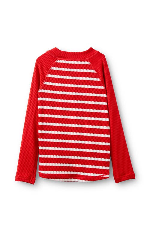 Shop Cotton On Kids Kid's Flynn Long Sleeve Raglan Rash Vest In Varsity Red Vanilla Stripe